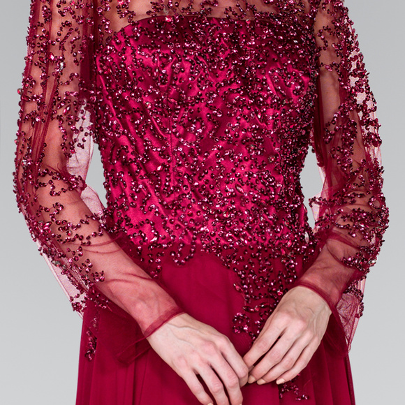 Illuison Jeweled Neck Long Prom Dress GL2096 - Picture 2 of 3